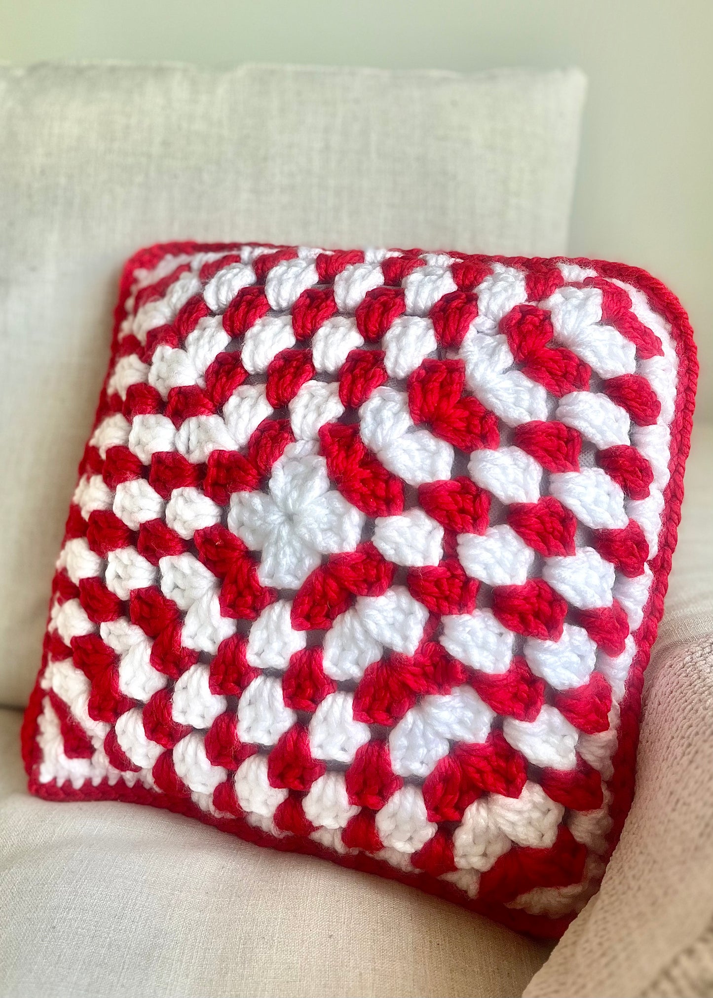 Candy Cane Throw Pillow Crochet Pattern