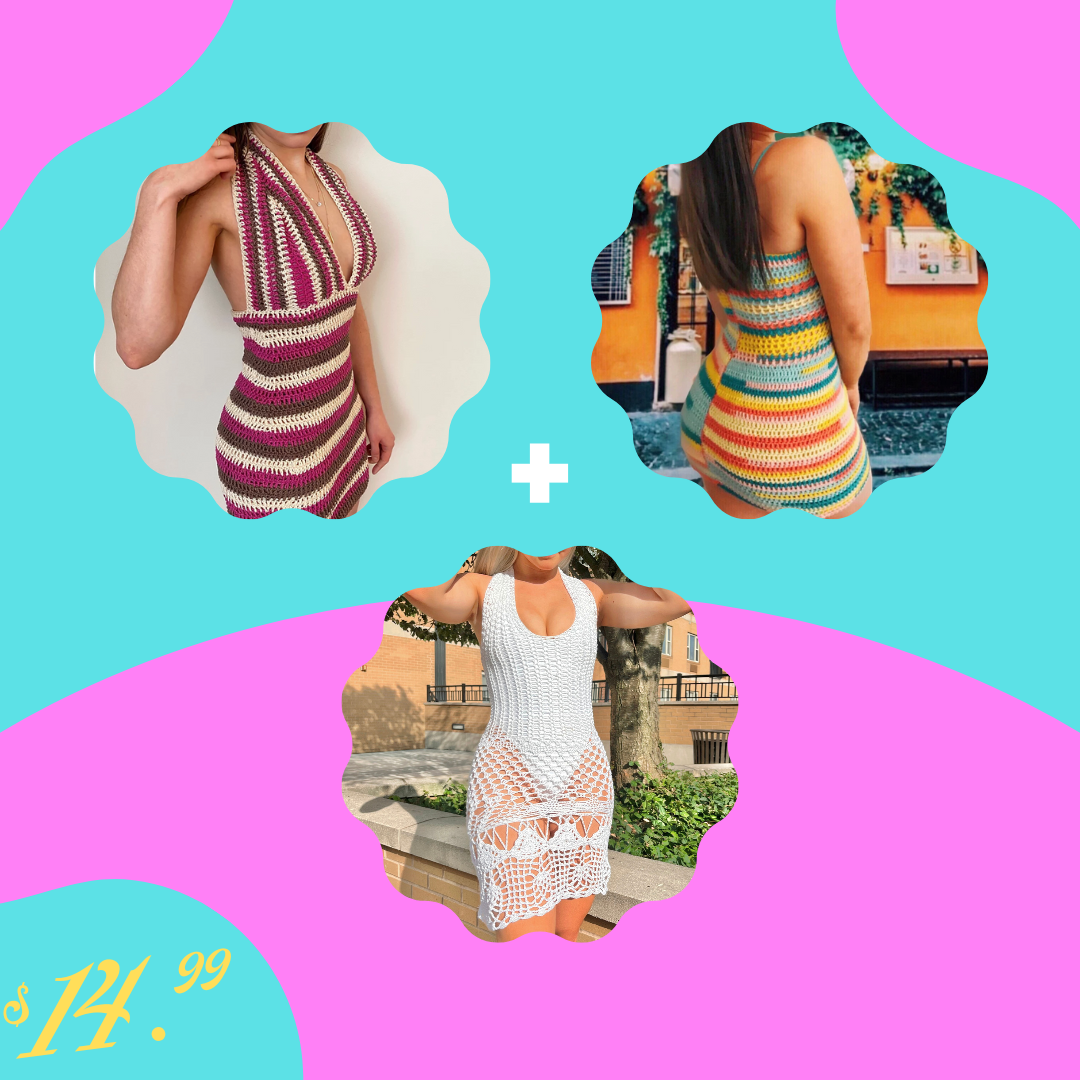 Conjunto de padrões de crochê mais vendidos para vestidos