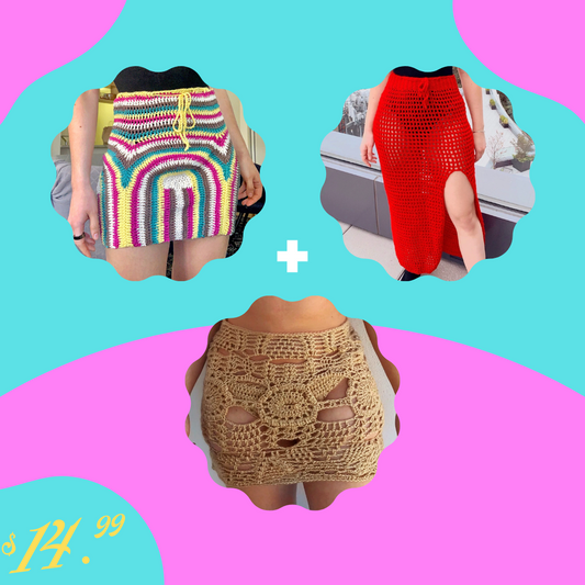 Conjunto de padrões de crochê mais vendidos em saia