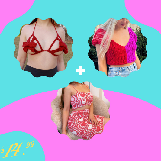 Pacote de padrão de crochê do Dia de Galentina