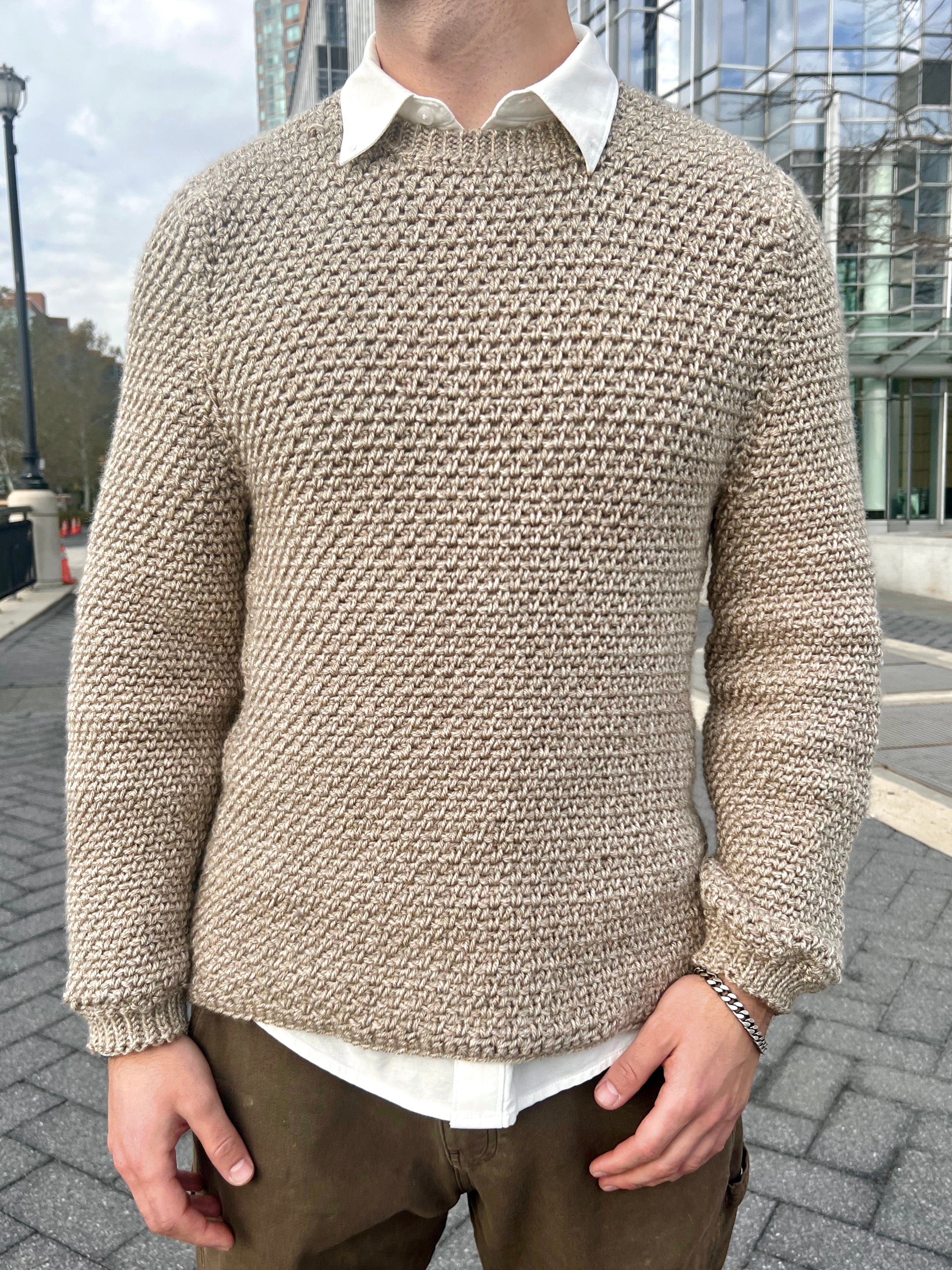 Men's fisherman sweater hot sale crochet pattern