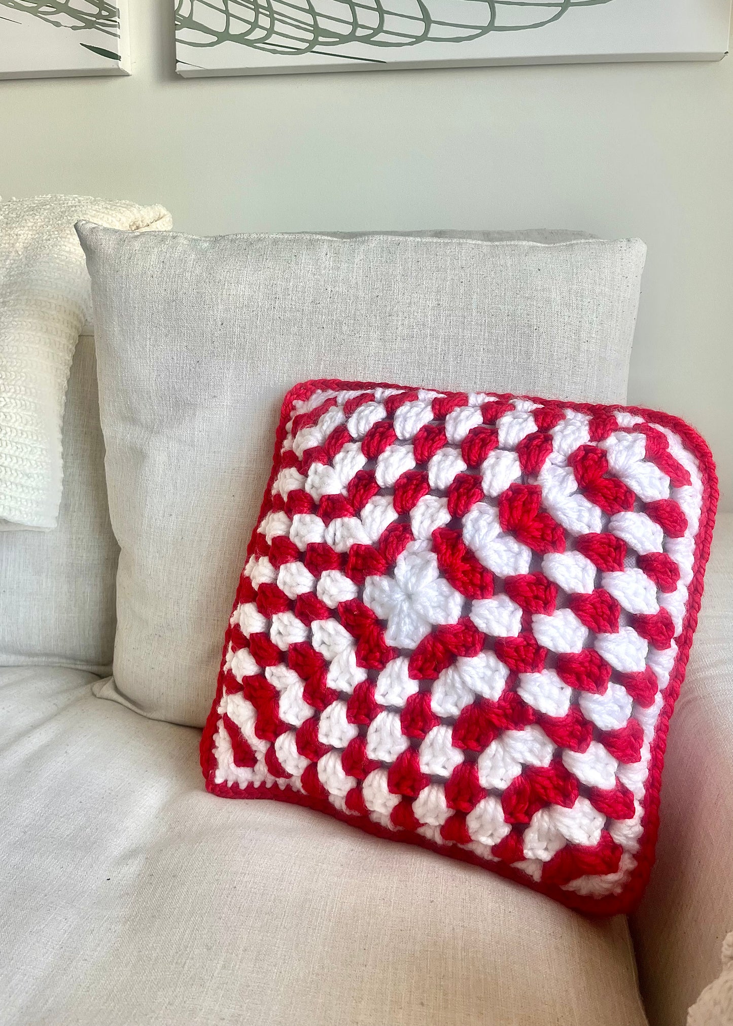 Candy Cane Throw Pillow Crochet Pattern