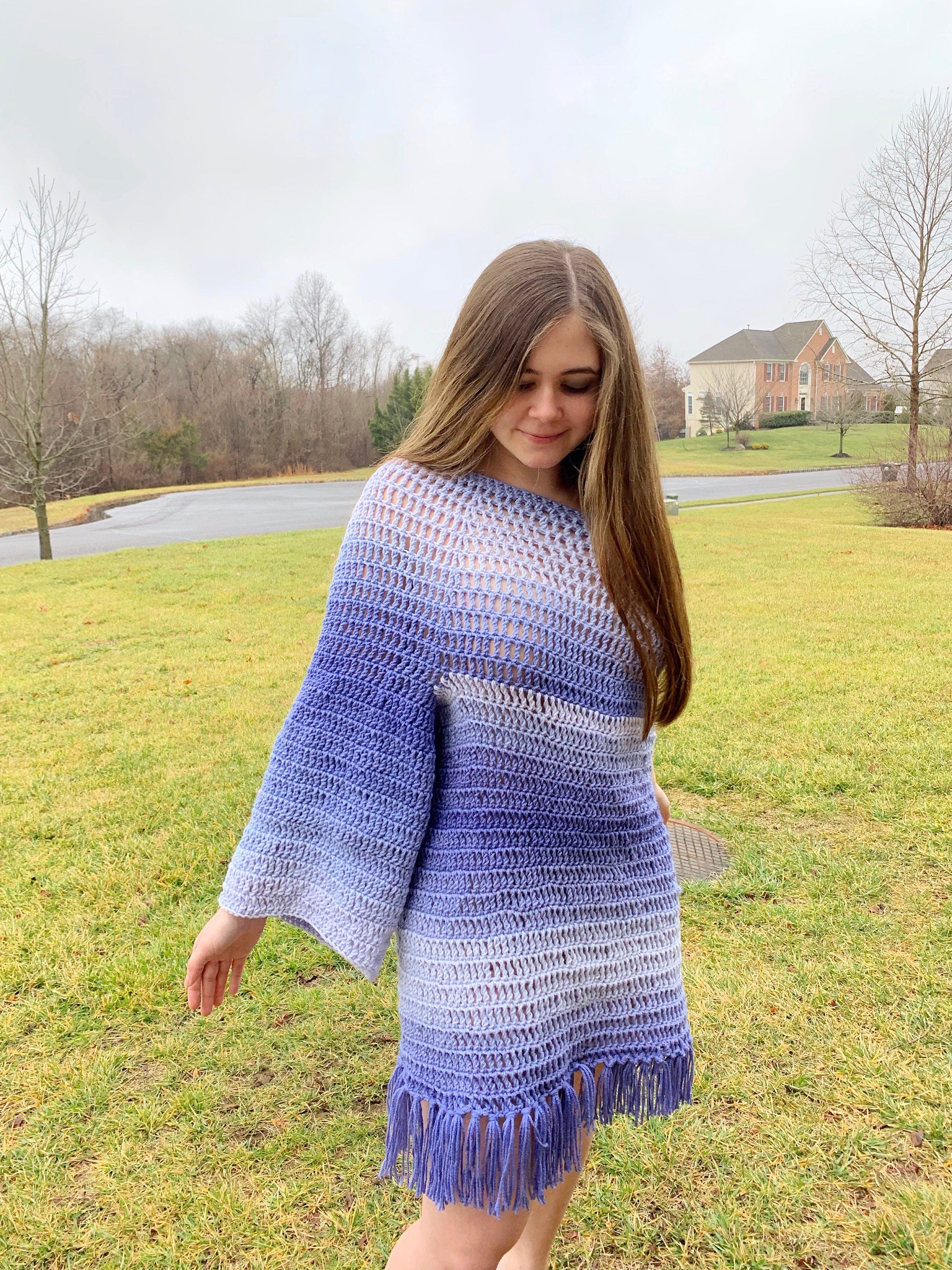 Crochet poncho dress best sale